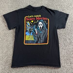 Ghost Face Shirt Mens Medium Black Blue Lets Watch Scary Movies Horror